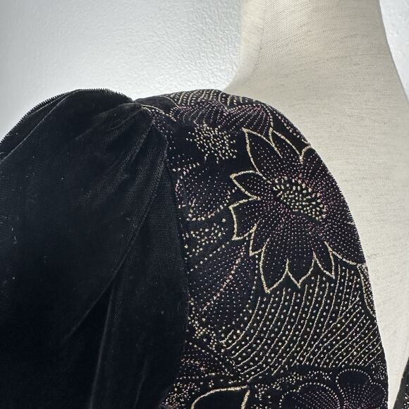 Vintage Jessica McClintock Dress Women Size 4 Black Velvet Metallic Formal Party - Picture 15 of 15